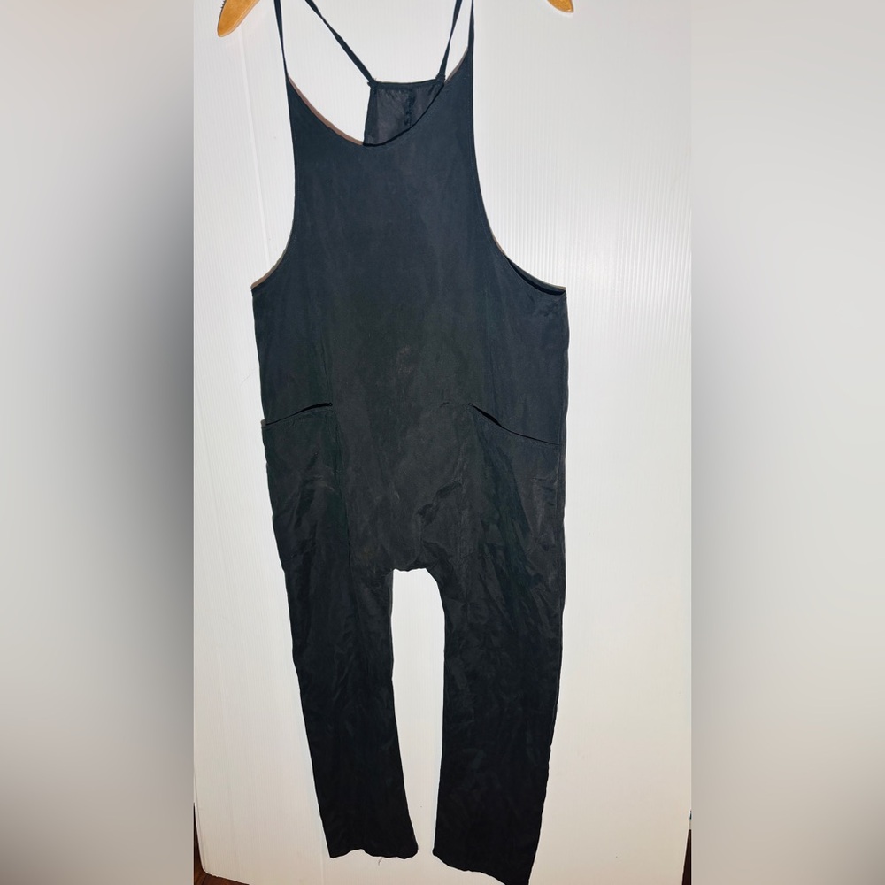 Black Slouchy Drop Crotch Jumpsuit Minimalist - Picture 1 of 2